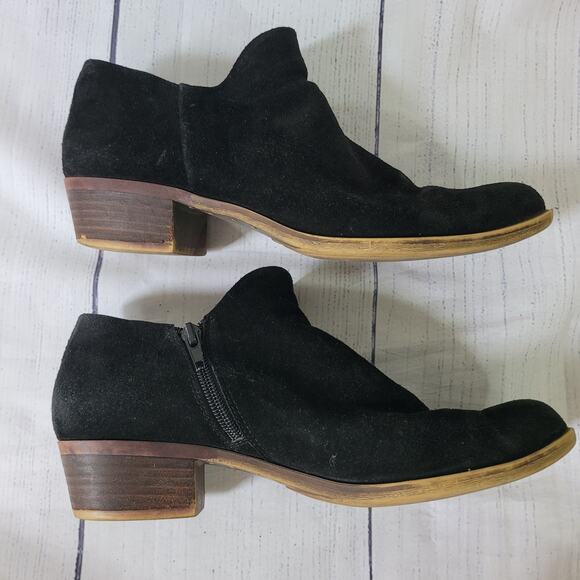 Lucky Brand Size 9.5 Lp Brett Women's Black Suede Leather Side Zip Ankle Boots - Picture 6 of 11